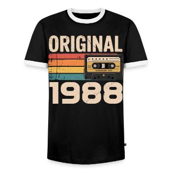 Originaler 1988er Retro-Geburtstag 1988 - Männer Kontrast-T-Shirt - Schwarz/Weiß - Vorne - AI Model Female 172 light (172cm) & AI Model Male 178 light (178cm)