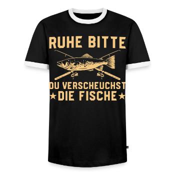 Pêche : repose-toi pour faire fuir les poissons - T-shirt contrasté Homme - noir/blanc - Devant - AI Model Female 172 light (172cm) & AI Model Male 178 light (178cm)