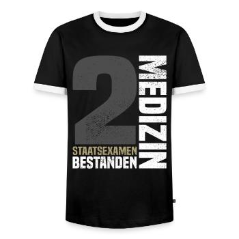 2. Staatsexamen Medizin - Männer Kontrast-T-Shirt - Schwarz/Weiß - Vorne - AI Model Female 172 light (172cm) & AI Model Male 178 light (178cm)