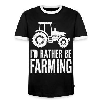 Traktor Fan Spruch I'D RATHER BE FARMING - Männer Kontrast-T-Shirt - Schwarz/Weiß - Vorne - AI Model Female 172 light (172cm) & AI Model Male 178 light (178cm)