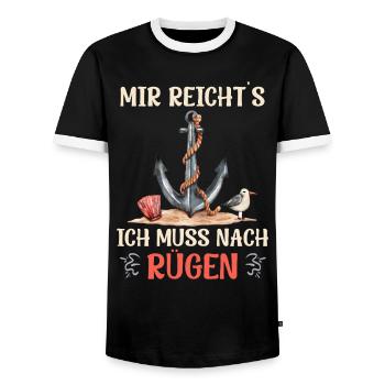 Island of Rügen I'VE HAD ENOUGH, I HAVE TO GO TO RÜGEN - Men's Ringer Shirt - black/white - Front - AI Model Female 172 light (172cm) & AI Model Male 178 light (178cm)