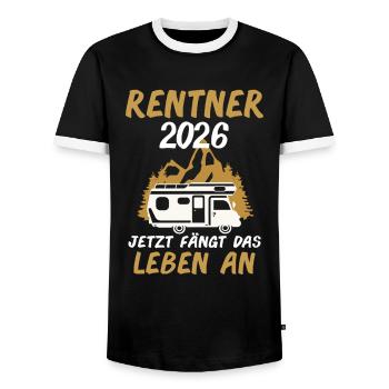 Démarrage de vie des retraités 2026 - T-shirt contrasté Homme - noir/blanc - Devant - AI Model Female 172 light (172cm) & AI Model Male 178 light (178cm)