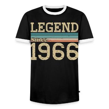 Legende seit 1966 Jubiläum 1966 - Männer Kontrast-T-Shirt - Schwarz/Weiß - Vorne - AI Model Female 172 light (172cm) & AI Model Male 178 light (178cm)