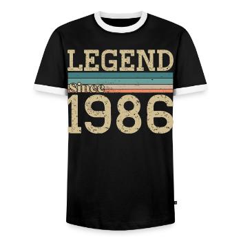 Legend since 1986 Anniversary 1986 Vintage - Men's Ringer Shirt - black/white - Front - AI Model Female 172 light (172cm) & AI Model Male 178 light (178cm)