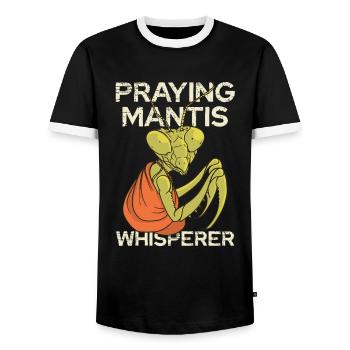 Mantide im Gebet – Flüsterer - Männer Kontrast-T-Shirt - Schwarz/Weiß - Vorne - AI Model Female 172 light (172cm) & AI Model Male 178 light (178cm)