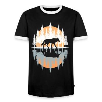 Loup, Forêt, Nature, Nature sauvage, Extérieur, Animal - T-shirt contrasté Homme - noir/blanc - Devant - AI Model Female 172 light (172cm) & AI Model Male 178 light (178cm)