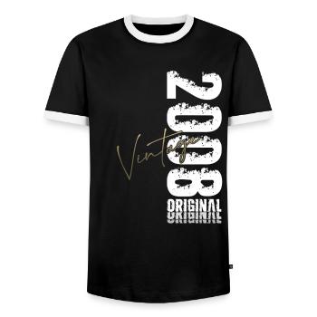 18th Birthday Shirt – Original 2008 Vintage Retro - Men's Ringer Shirt - black/white - Front - AI Model Female 172 light (172cm) & AI Model Male 178 light (178cm)