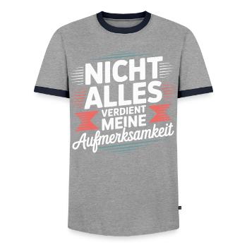 Nicht alles verdient Aufmerksamkeit - Männer Kontrast-T-Shirt - Grau/Navy  - Vorne - AI Model Female 172 light (172cm) & AI Model Male 178 light (178cm)