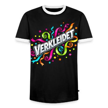 Disguised Confetti Streamers Carnival - Men's Ringer Shirt - black/white - Front - AI Model Female 172 light (172cm) & AI Model Male 178 light (178cm)