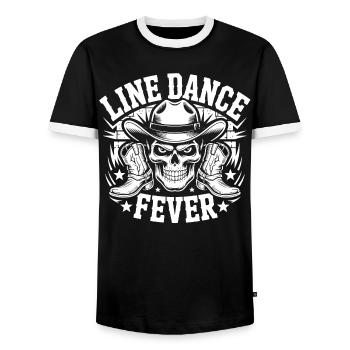 Line Dance Forever Skull - Men's Ringer Shirt - black/white - Front - AI Model Female 172 light (172cm) & AI Model Male 178 light (178cm)