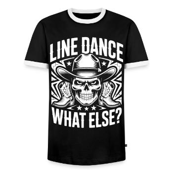 Cowboy en Ligne de Crâne - T-shirt contrasté Homme - noir/blanc - Devant - AI Model Female 172 light (172cm) & AI Model Male 178 light (178cm)