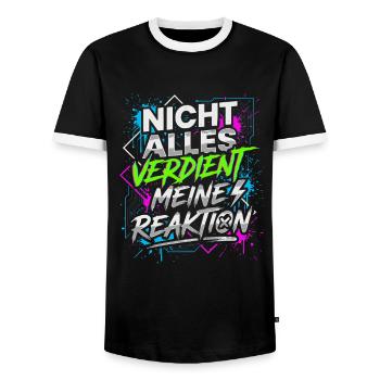 Nicht alles verdient meine Reaktion - Männer Kontrast-T-Shirt - Schwarz/Weiß - Vorne - AI Model Female 172 light (172cm) & AI Model Male 178 light (178cm)