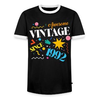 Millésime 1992 - T-shirt contrasté Homme - noir/blanc - Devant - AI Model Female 172 light (172cm) & AI Model Male 178 light (178cm)