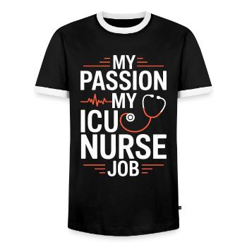 Infirmière en réanimation Ma passion Ma Infirmière en soins intensifs - T-shirt contrasté Homme - noir/blanc - Devant - AI Model Female 172 light (172cm) & AI Model Male 178 light (178cm)