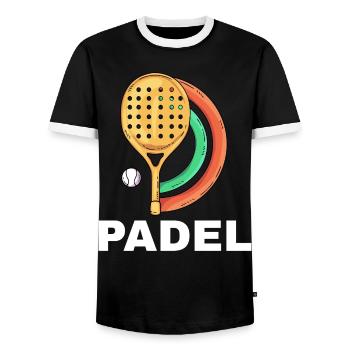 Ich kann kein Padel haben - Männer Kontrast-T-Shirt - Schwarz/Weiß - Vorne - AI Model Female 172 light (172cm) & AI Model Male 178 light (178cm)