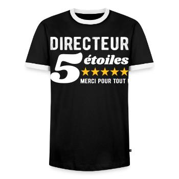 Cadeau Directeur 5 Étoiles - Merci pour tout  - T-shirt contrasté Homme - noir/blanc - Devant - AI Model Female 172 light (172cm) & AI Model Male 178 light (178cm)