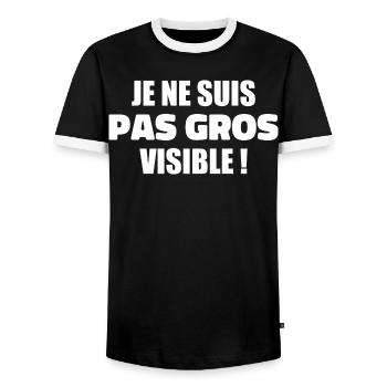 Humour : Je ne suis pas gros, je suis visible ! - T-shirt contrasté Homme - noir/blanc - Devant - AI Model Female 172 light (172cm) & AI Model Male 178 light (178cm)