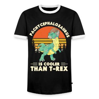 Pachycephalosaurus Costume Paleontologist Dinosaur - Men's Ringer Shirt - black/white - Front - AI Model Female 172 light (172cm) & AI Model Male 178 light (178cm)