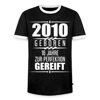 2010 16 Jahre Spruch Geschenk zum 16. Geburtstag - Männer Kontrast-T-Shirt - Schwarz/Weiß - Vorne - AI Model Female 172 light (172cm) & AI Model Male 178 light (178cm)