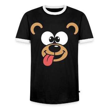 Monkey | Big Face Costume Carnival Disguise - Men's Ringer Shirt - black/white - Front - AI Model Female 172 light (172cm) & AI Model Male 178 light (178cm)