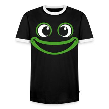 Frog | Big Face Costume Carnival Disguise - Men's Ringer Shirt - black/white - Front - AI Model Female 172 light (172cm) & AI Model Male 178 light (178cm)