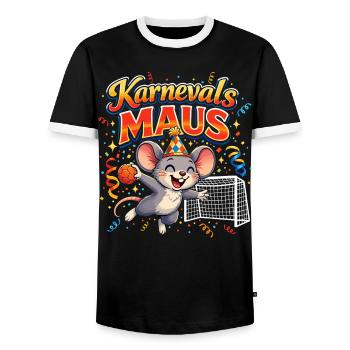 Karnevalsmaus Handball Geschenk Lustig Fasching - Männer Kontrast-T-Shirt - Schwarz/Weiß - Vorne - AI Model Female 172 light (172cm) & AI Model Male 178 light (178cm)