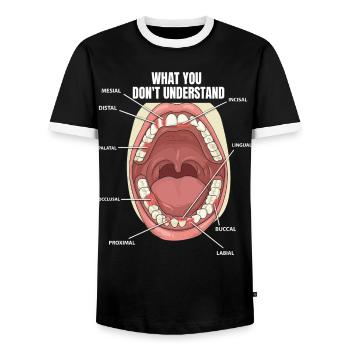 Surfaces dentaires Assistant dentaire Dentiste - T-shirt contrasté Homme - noir/blanc - Devant - AI Model Female 172 light (172cm) & AI Model Male 178 light (178cm)