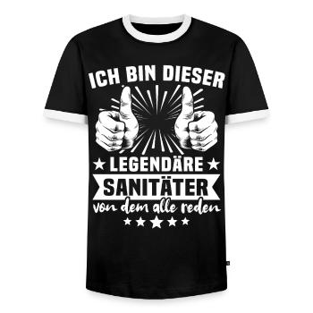 Légende des ambulanciers - T-shirt contrasté Homme - noir/blanc - Devant - AI Model Female 172 light (172cm) & AI Model Male 178 light (178cm)