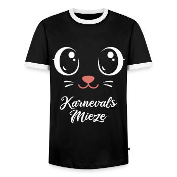 Kitty du Carnaval | Déguisement de Big Face - T-shirt contrasté Homme - noir/blanc - Devant - AI Model Female 172 light (172cm) & AI Model Male 178 light (178cm)