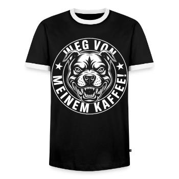 Touches Off Mon Café – Chemise Drôle de Café - T-shirt contrasté Homme - noir/blanc - Devant - AI Model Female 172 light (172cm) & AI Model Male 178 light (178cm)