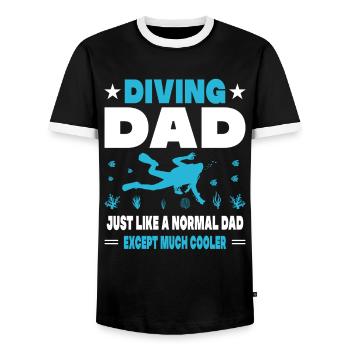 Diving Dad – Funny Diver Gift for Dads - Men's Ringer Shirt - black/white - Front - AI Model Female 172 light (172cm) & AI Model Male 178 light (178cm)