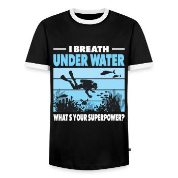 Funny diver design - Men's Ringer Shirt - black/white - Front - AI Model Female 172 light (172cm) & AI Model Male 178 light (178cm)