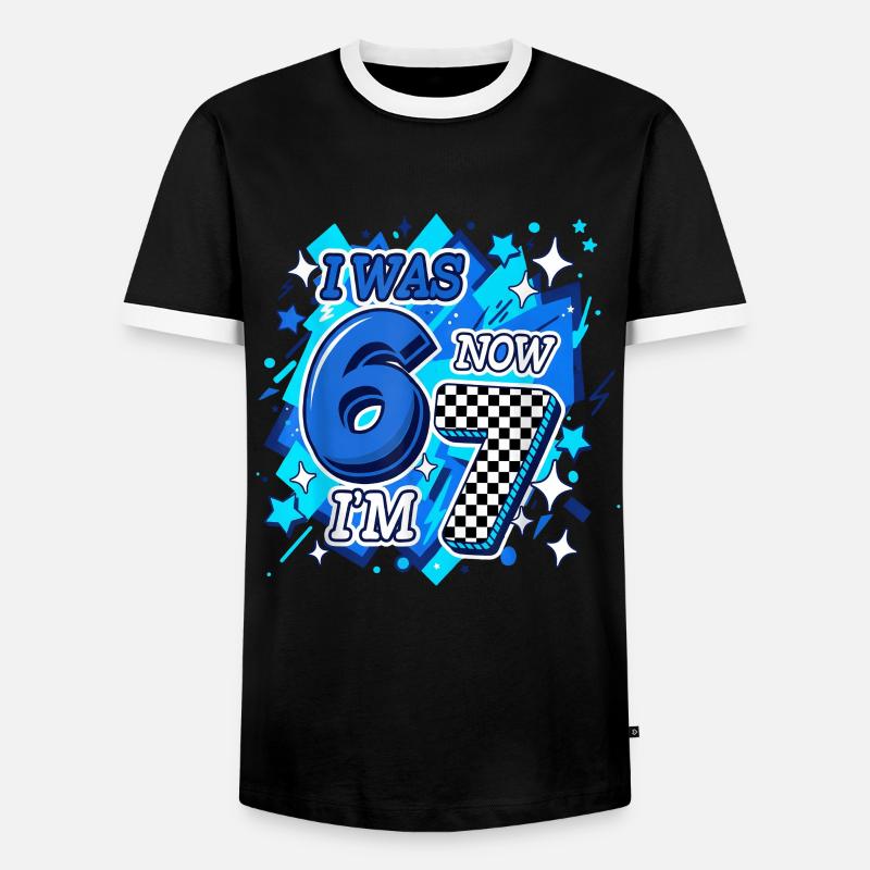 Six Seven Blue Checkered 67 - Men's Ringer Shirt - black/white
