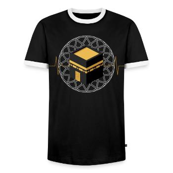 Kaaba Islam Spiritualité Pèlerinage Mecque Cadeau - Männer Kontrast-T-Shirt - Schwarz/Weiß - Vorne - AI Model Female 172 light (172cm) & AI Model Male 178 light (178cm)