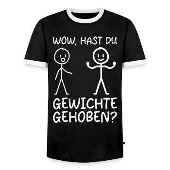 Stick Figure AVEZ-VOUS SOULEVÉ DES POIDS DRÔLE - T-shirt contrasté Homme - noir/blanc - Devant - AI Model Female 172 light (172cm) & AI Model Male 178 light (178cm)