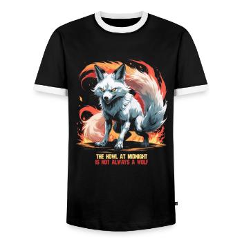 Créatures mythologiques kitsune - T-shirt contrasté Homme - noir/blanc - Devant - AI Model Female 172 light (172cm) & AI Model Male 178 light (178cm)