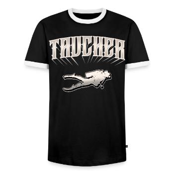 Diving divers - Men's Ringer Shirt - black/white - Front - AI Model Female 172 light (172cm) & AI Model Male 178 light (178cm)