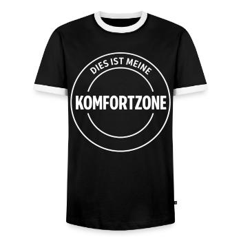This is my comfort zone - Men's Ringer Shirt - black/white - Front - AI Model Female 172 light (172cm) & AI Model Male 178 light (178cm)