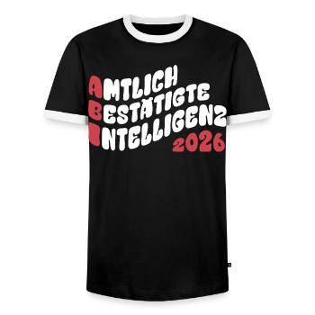 Abi 2026 - Abitur - Retro Flow Style Geschenk - Männer Kontrast-T-Shirt - Schwarz/Weiß - Vorne - AI Model Female 172 light (172cm) & AI Model Male 178 light (178cm)