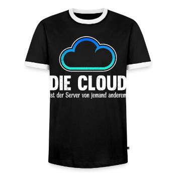 Coder DIE CLOUD IST DER SERVER VON JEMANDE ANDREN - Männer Kontrast-T-Shirt - Schwarz/Weiß - Vorne - AI Model Female 172 light (172cm) & AI Model Male 178 light (178cm)
