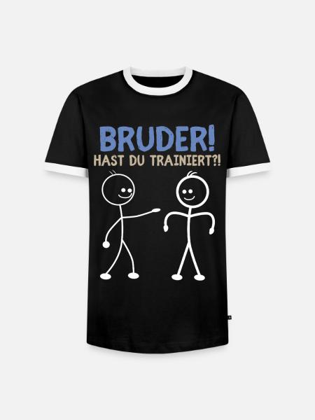 Strichmännchen HAST DU TRAINIERT LUSTIG - Männer Kontrast-T-Shirt - Schwarz/Weiß