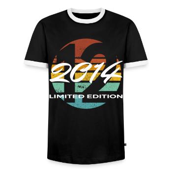12th Birthday 2014 Boys and Girls Gift - Men's Ringer Shirt - black/white - Front - AI Model Female 172 light (172cm) & AI Model Male 178 light (178cm)