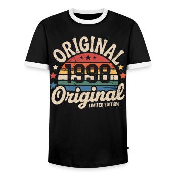 1998 Vintage Édition limitée Cadeau 1998 - T-shirt contrasté Homme - noir/blanc - Devant - AI Model Female 172 light (172cm) & AI Model Male 178 light (178cm)