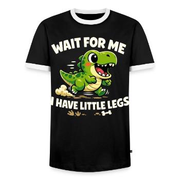 Wait for me - I've got funny short legs - Men's Ringer Shirt - black/white - Front - AI Model Female 172 light (172cm) & AI Model Male 178 light (178cm)
