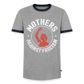 Mères contre le fascisme - Produits dérivés antifascistes - T-shirt contrasté Homme - gris/marine  - Devant - AI Model Female 172 light (172cm) & AI Model Male 178 light (178cm)