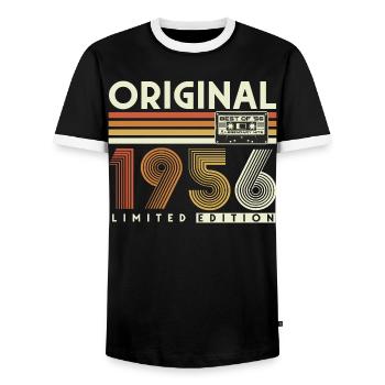Original 1956 Vintage 70. Geburtstag Geschenk - Männer Kontrast-T-Shirt - Schwarz/Weiß - Vorne - AI Model Female 172 light (172cm) & AI Model Male 178 light (178cm)