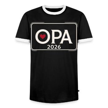 OPA 2026 Stolzer Großvater Ankündigung - Männer Kontrast-T-Shirt - Schwarz/Weiß - Vorne - AI Model Female 172 light (172cm) & AI Model Male 178 light (178cm)