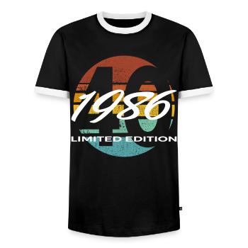 40e anniversaire 1986 cadeau pour hommes et femmes - T-shirt contrasté Homme - noir/blanc - Devant - AI Model Female 172 light (172cm) & AI Model Male 178 light (178cm)