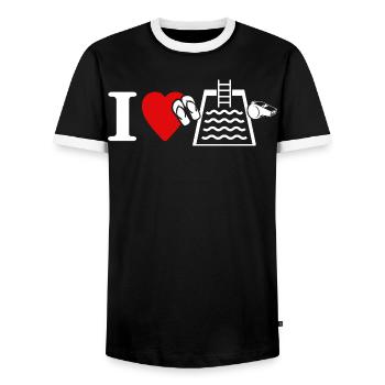 Les sauveteurs adorent les nageurs sauveteurs - T-shirt contrasté Homme - noir/blanc - Devant - AI Model Female 172 light (172cm) & AI Model Male 178 light (178cm)