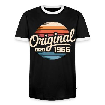 Cadeau d’anniversaire vintage 1966 1966 - T-shirt contrasté Homme - noir/blanc - Devant - AI Model Female 172 light (172cm) & AI Model Male 178 light (178cm)